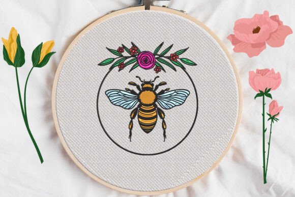 Bee Flower Embroidery