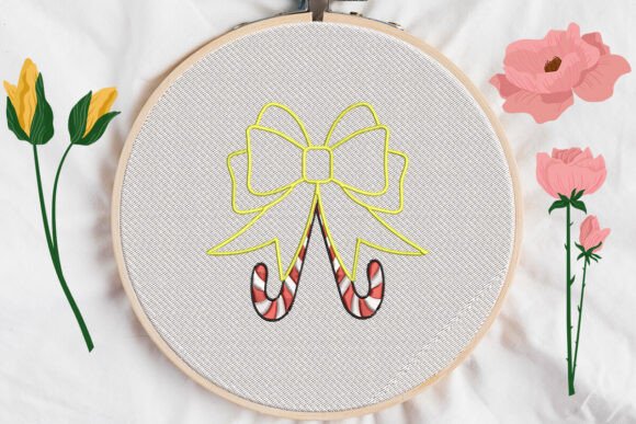 Bow Christmas Candy Applique Embroidery