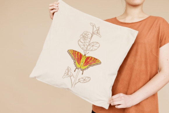 Butterfly and Flower Embroidery Design