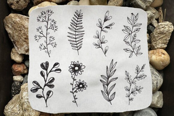 Floral Set 8 Pc Machine Embroidery