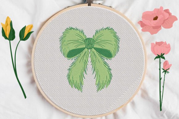 Green Bow Applique Embroidery