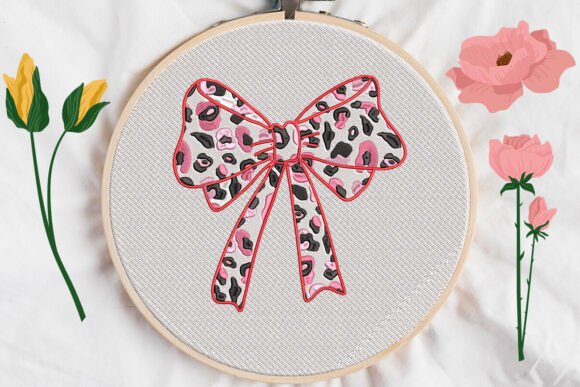 Leopard Print Bow Embroidery
