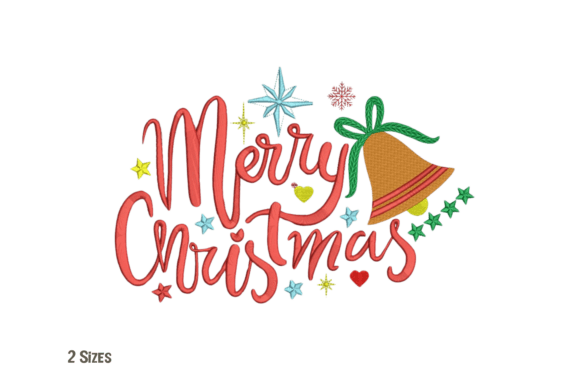 Merry Christmas Bell Embroidery Design