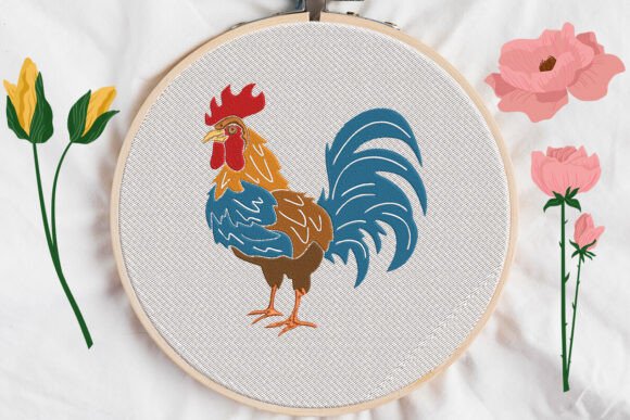 Powerful Rooster Embroidery