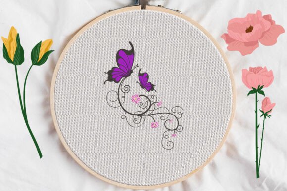 Purple Butterfly Embroidery