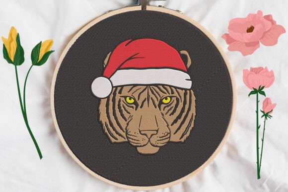 Tiger Christmas Embroidery